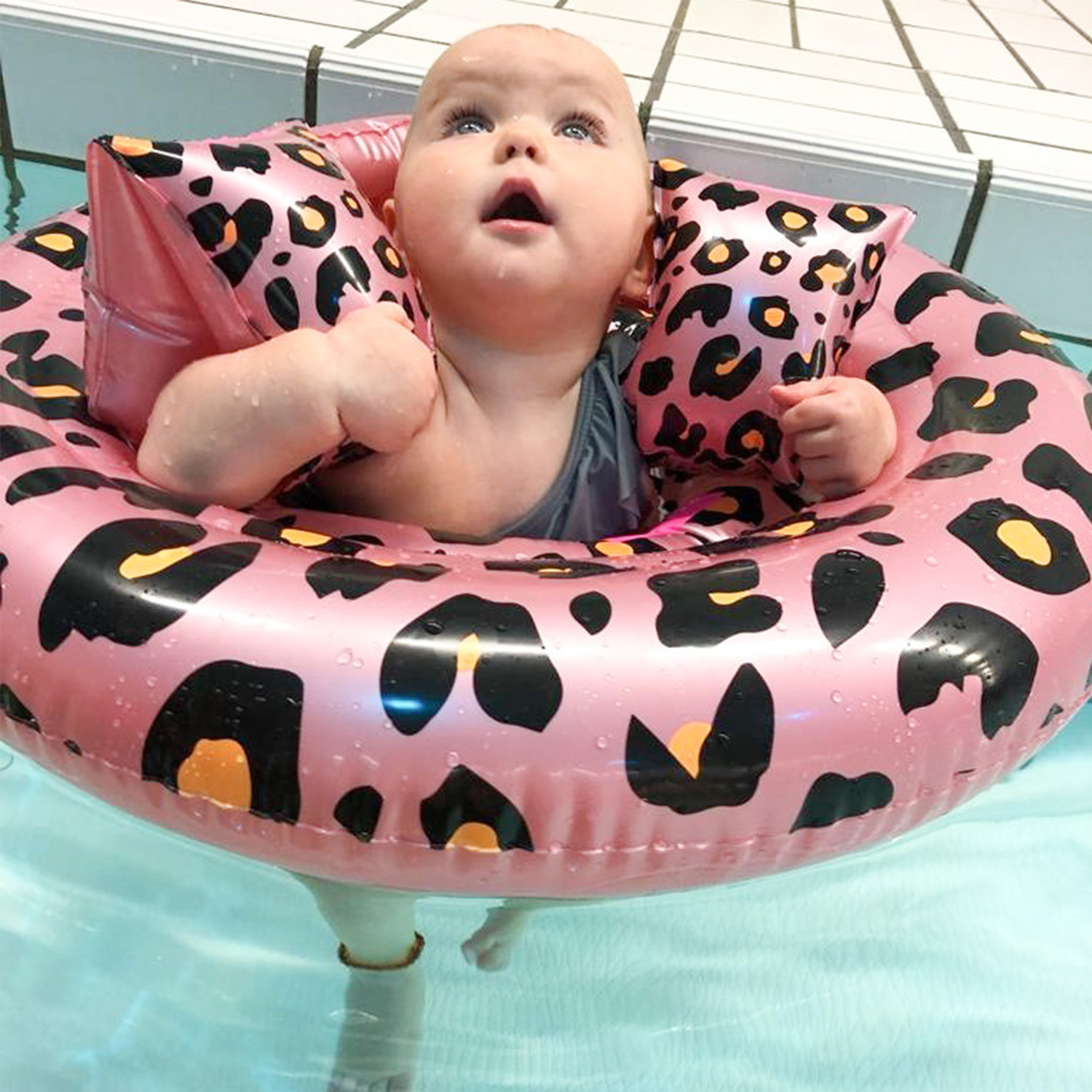 Swim Essentials | Baby-Schwimmsitz 0-1 Jahre | Rose Gold Leopard